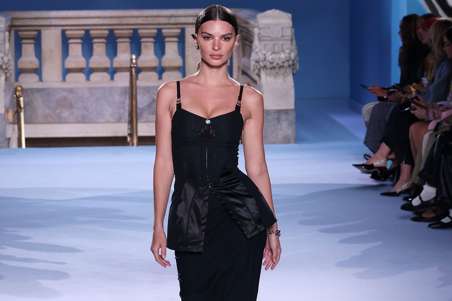 Emily Ratajkowski walks the runway during the Tory Burch A/W 2023 New York Fashion Week show