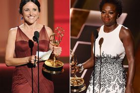 Julia Louis-Dreyfus during the 64th Primetime Emmy Awards on September 23, 2012. ; Viola Davis accepts Outstanding Lead Actress in a Drama Series award for 'How to Get Away with Murder' onstage during the 67th Annual Primetime Emmy Awards on September 20, 2015.