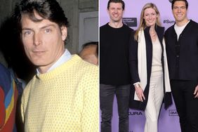 Christopher Reeve during the "She's Out of Control" Los Angles Premiere on April 11, 1989. ; Matthew Reeve, Alexandra Reeve Givens and William Reeve attend the "Super/Man: The Christopher Reeve Story" Premiere during the 2024 Sundance Film Festival. 