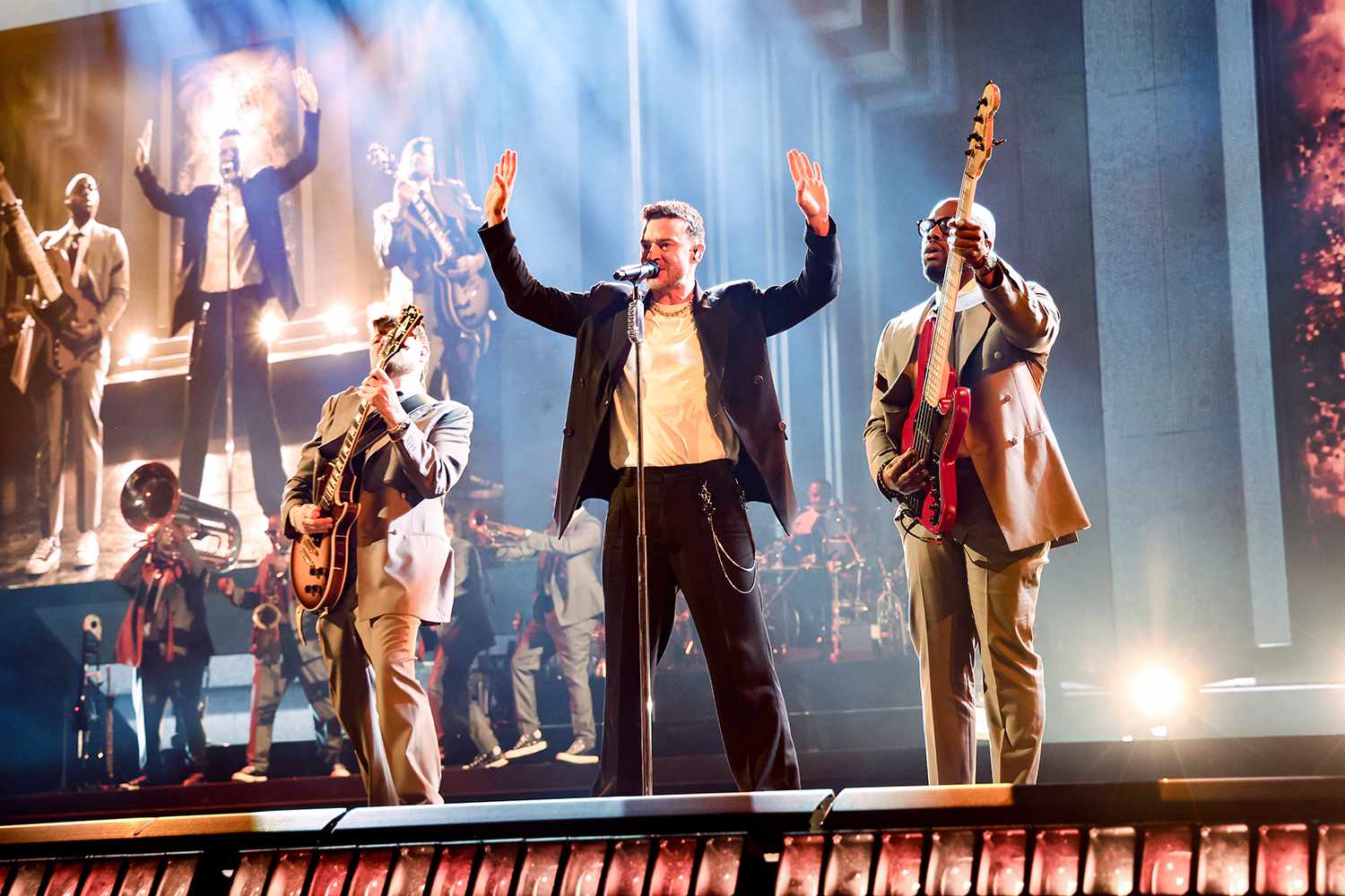 Justin Timberlake performs onstage during his The Forget Tomorrow World Tour at Rogers Arena on April 29, 2024 in Vancouver, British Columbia. 