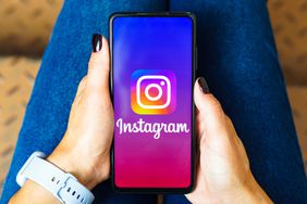 In this photo illustration, the Instagram logo is displayed on a smartphone screen