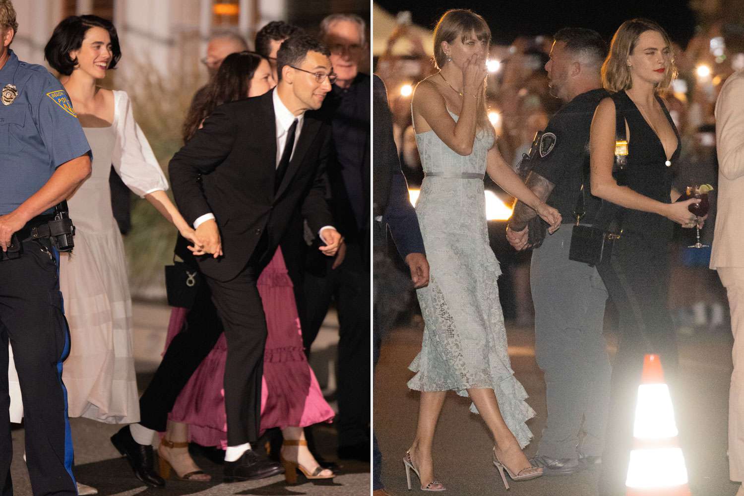 Margaret Qualley and Jack Antonoff head to there wedding after party in Long Beach waving and smiling; Taylor Swift,Cara Delevigne