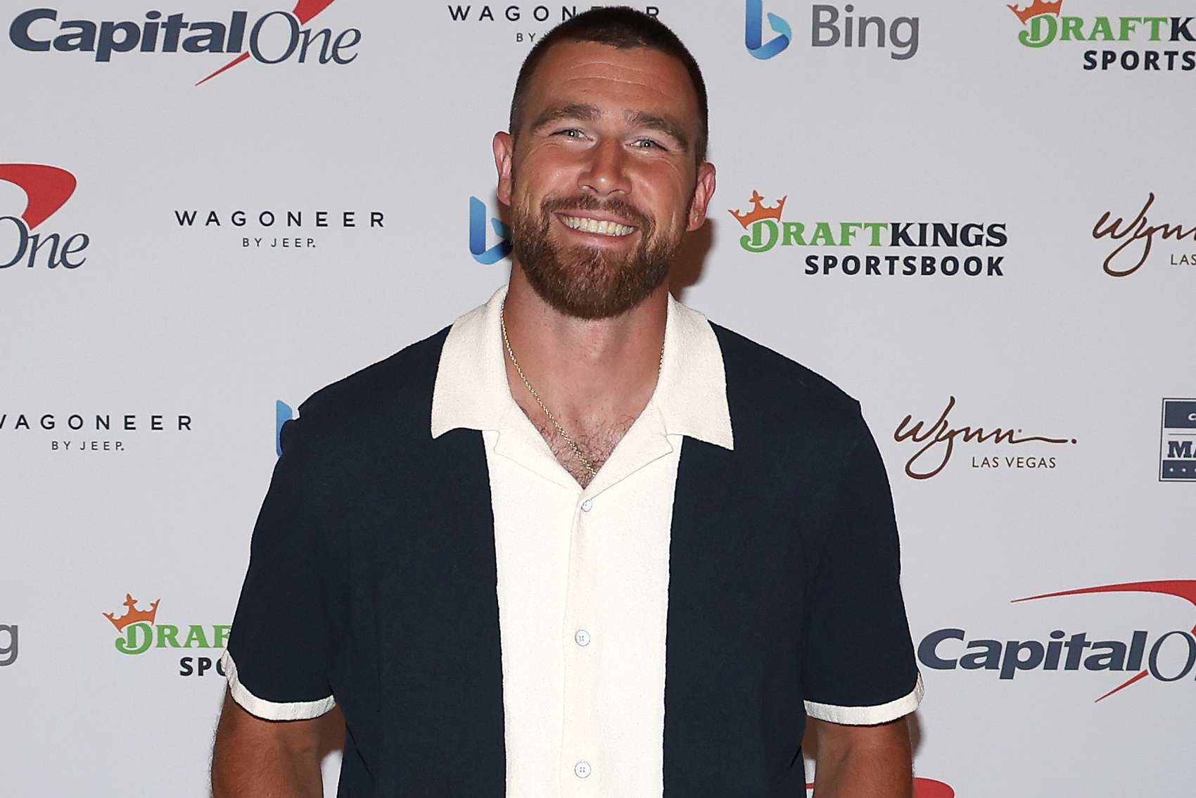 Travis Kelce of the Kansas City Chiefs poses for a picture at a welcome reception for Capital One's The Match VII at Wynn Golf Club on June 28, 2023 in Las Vegas, Nevada