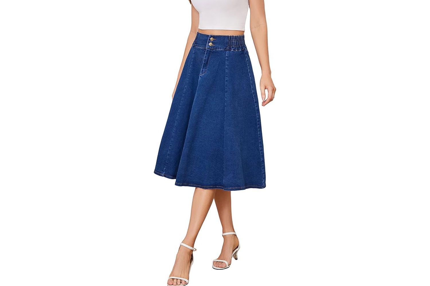 Amazon Tanming Long Denim Skirt for Women Casual High Elastic Waist 