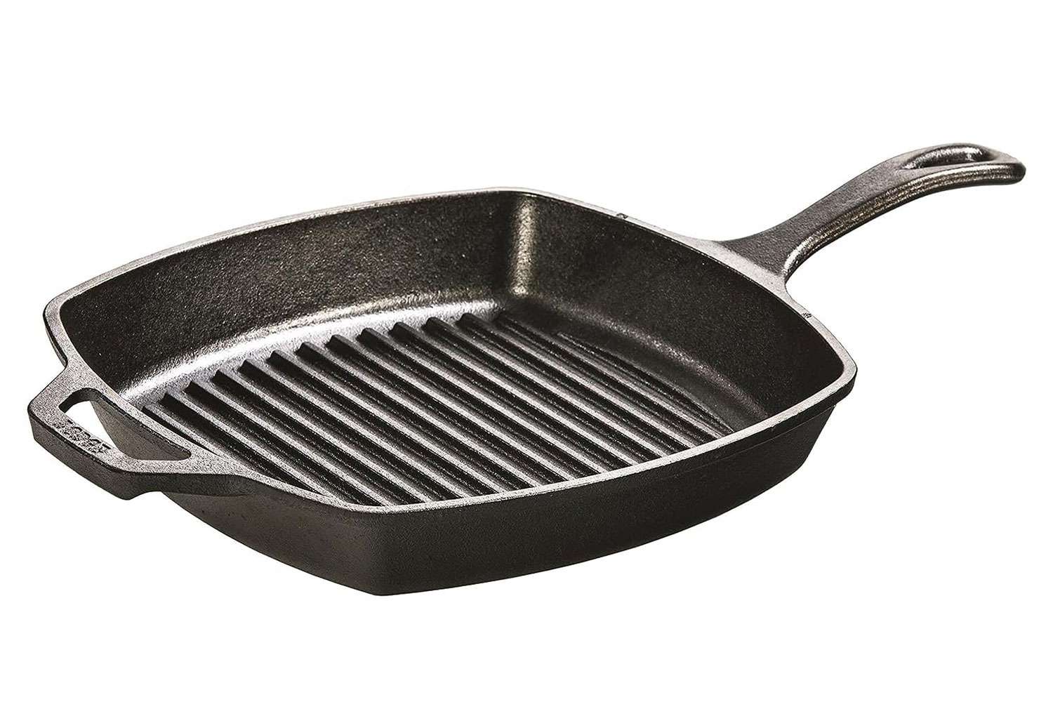 Amazon Lodge 10.5 Inch Pre-Seasoned Cast Iron Square Grill Pan