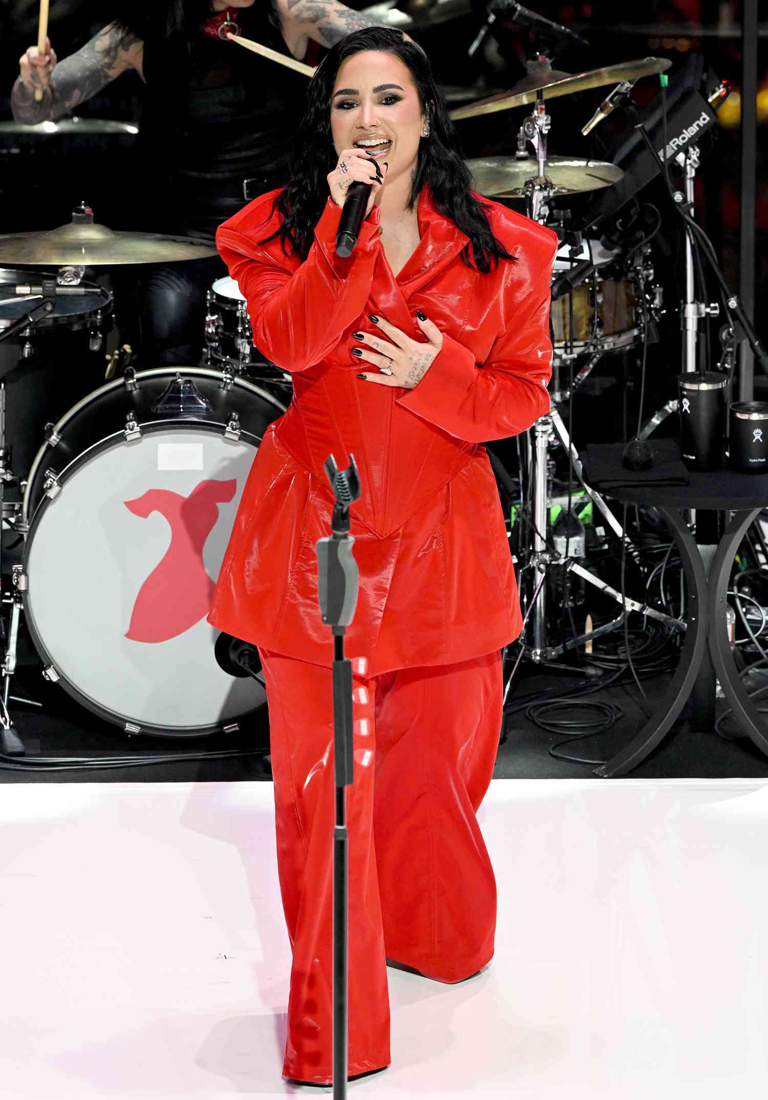 Demi Lovato performs onstage during The American Heart Association's Red Dress Collection Concert 2024 at Jazz at Lincoln Center