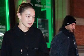  Gigi Hadid and Bradley Cooper are pictured leaving Zero Bond in New York City. The 28 year old American model appeared to have arrived to the venue Taylor Swift and a large group of friends before exiting sometime later with the 48 year old American actor trailing close behind.