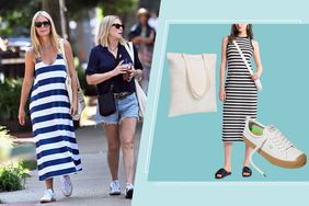 gwyneth paltrow in striped dress featuring casual clothing pieces