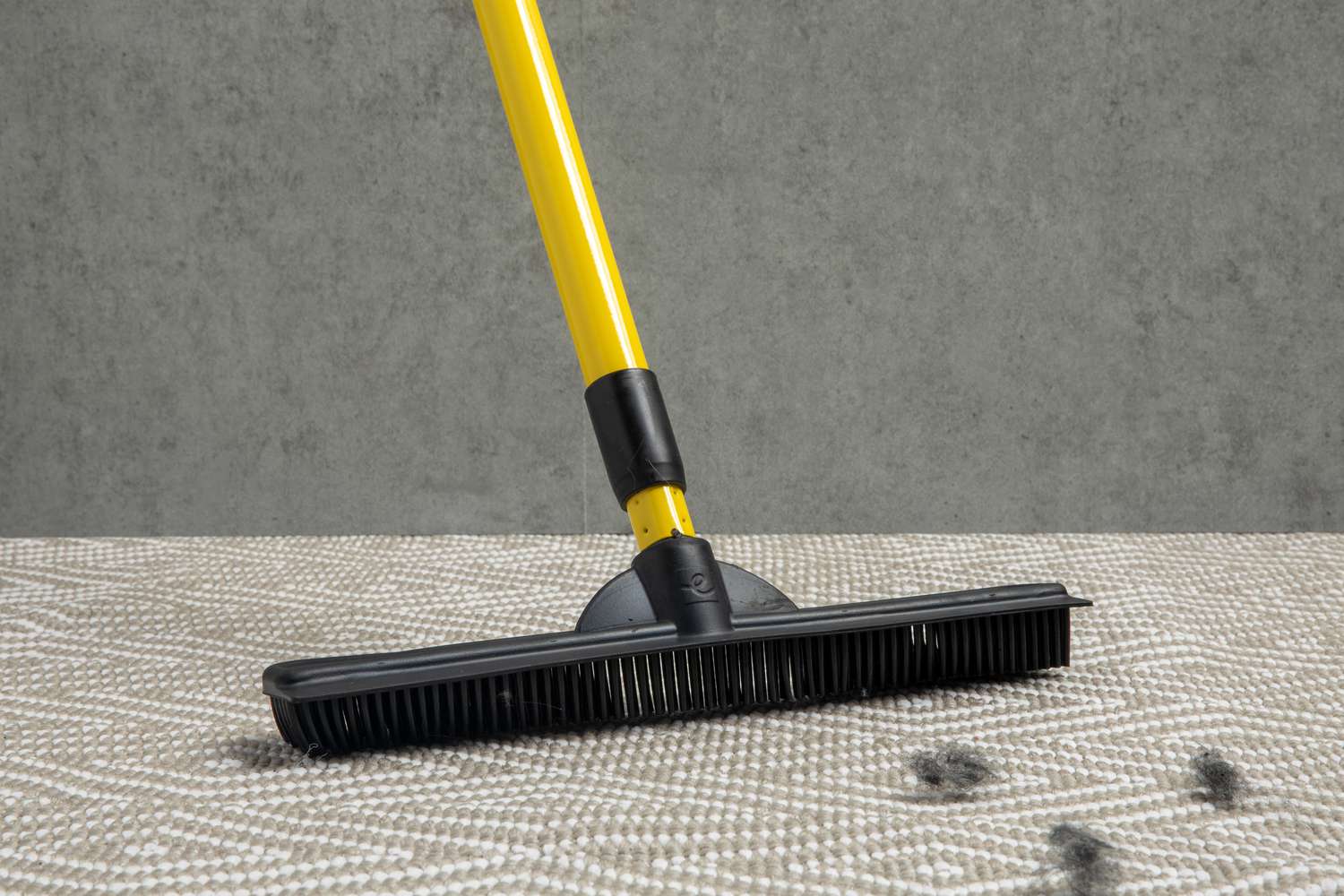 Evriholder FURemover Pet Hair Removal Broom displayed on a rug with tufts of fur