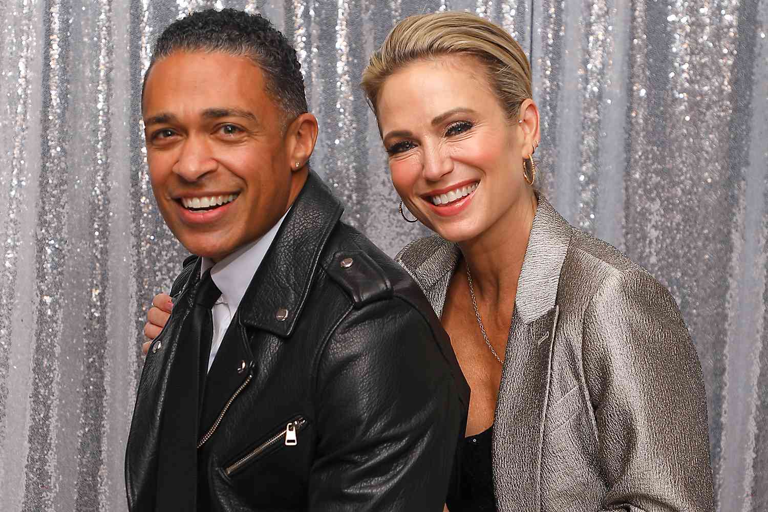 T.J. Holmes and Amy Robach are photographed backstage at iHeartRadio Jingle Ball 2023 at Madison Square Garden on December 8, 