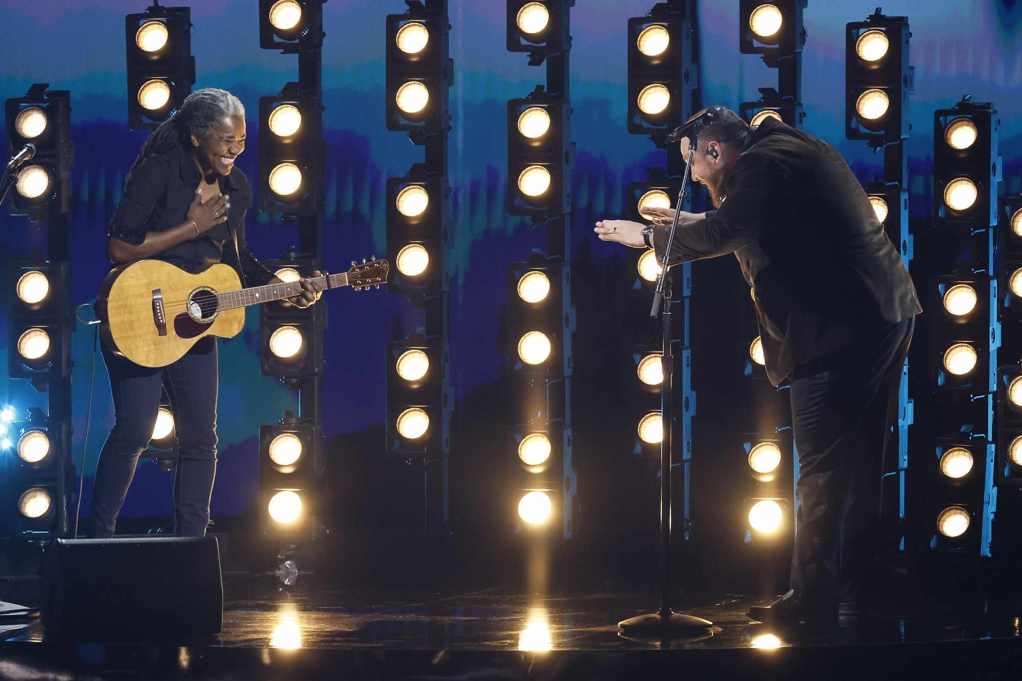 Tracy Chapman, left and Luke Combs, right, at the 66th Grammy Awards held at the Crypto.com Arena in Los Angeles, CA, Sunday, Feb. 4, 2024