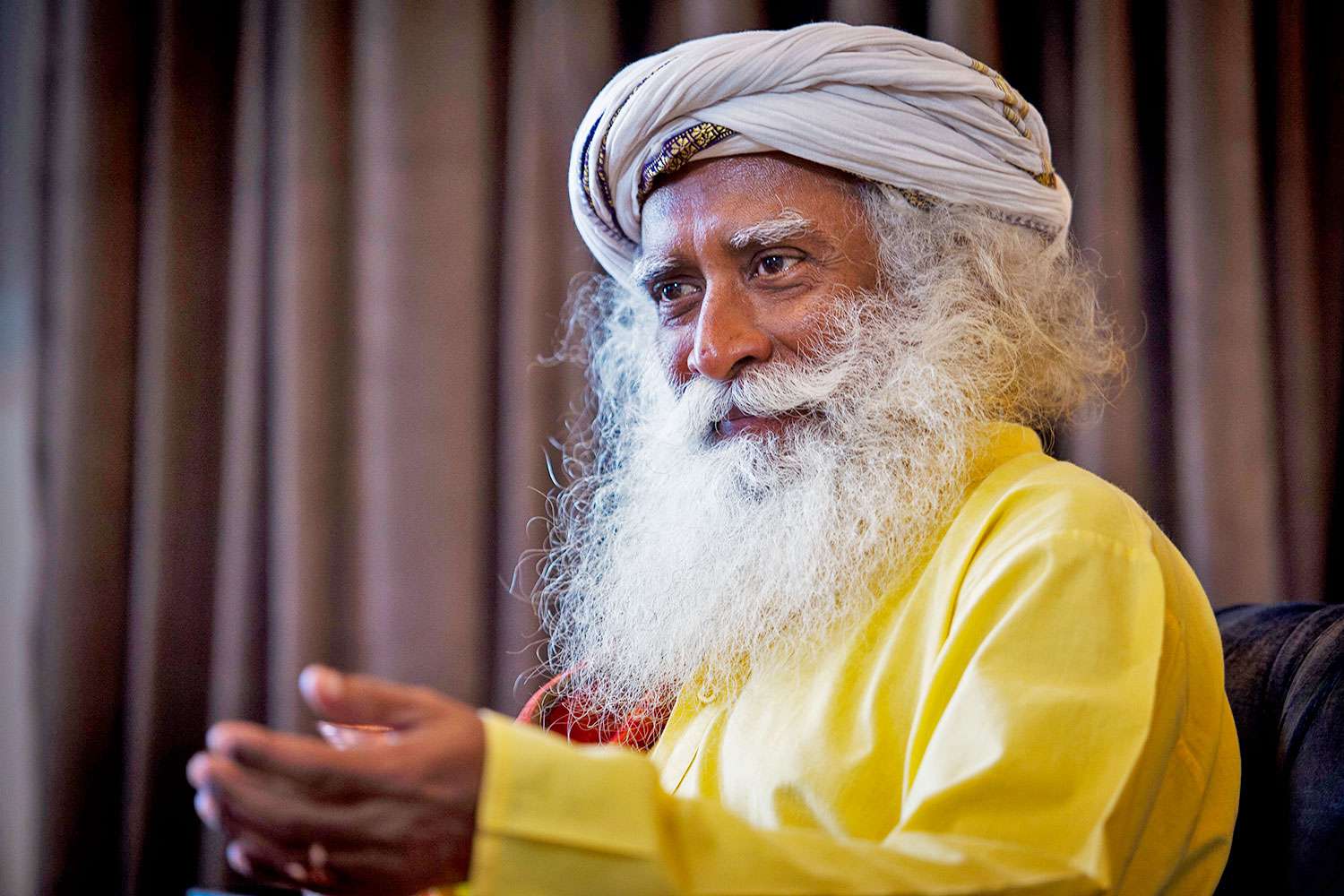 Yogi Sadhguru poses for Europa Press during an interview at the Wellington Hotel, October 5, 2023, in Madrid, Spain. Sadhguru Jaggi Vasudev?, often referred to as simply Sadhguru,? is an Indian yogi who created the Isha Foundation, a non-profit organization