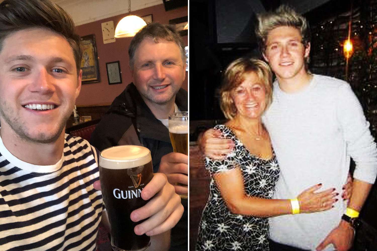 Niall Horan and his dad Bobby Horan. ; Niall Horan and his mom Maura Gallagher.