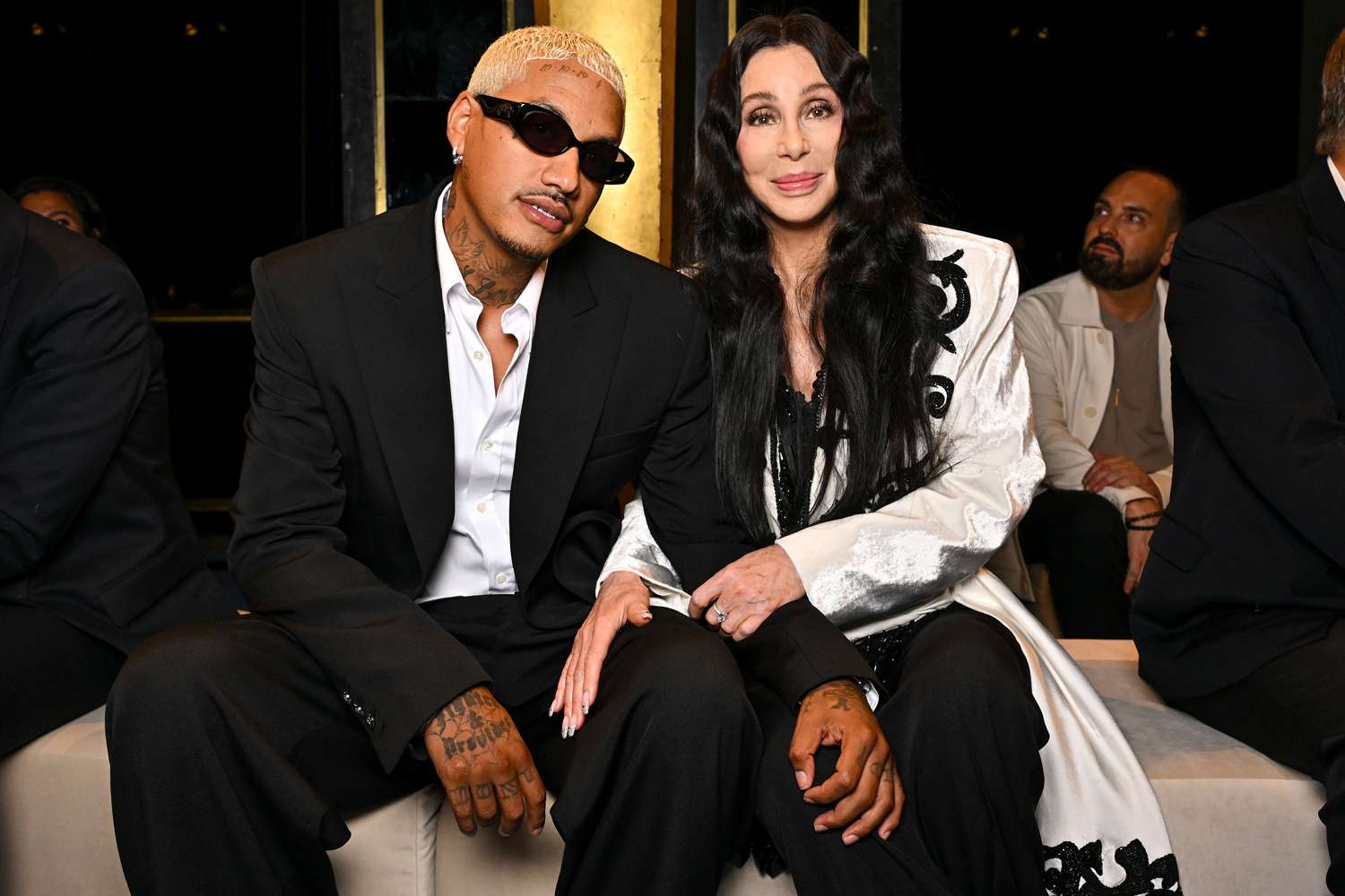 Alexander Edwards and singer Cher attend the Balmain Womenswear Spring/Summer 2024 show as part of Paris Fashion Week on September 27, 2023 in Paris, 