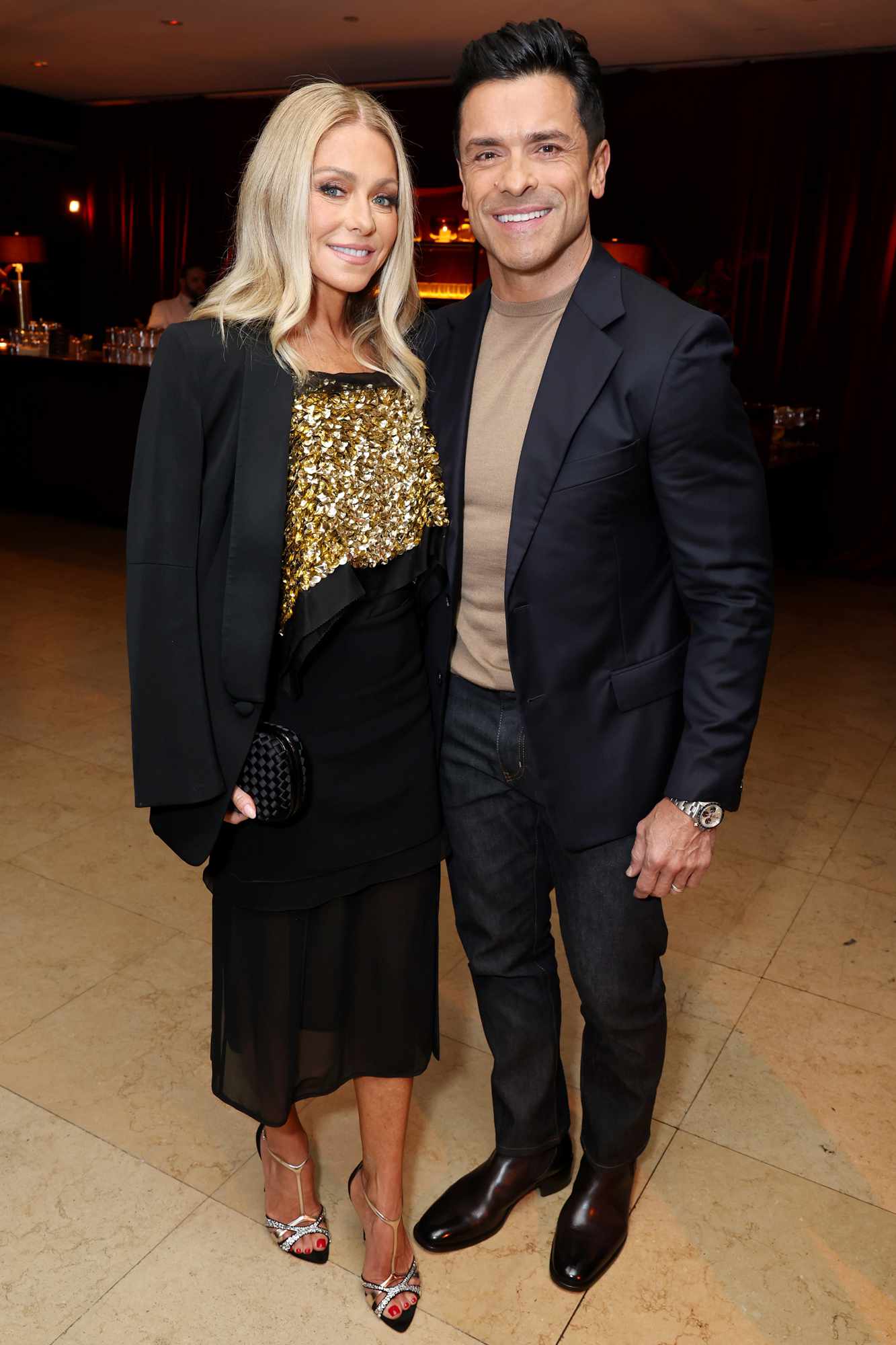 Kelly Ripa and Mark Consuelos attend the CAA pre-Oscar party at Sunset Tower Hotel on March 08, 2024 in Los Angeles, California.