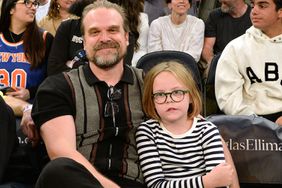 David Harbour with step daughter Ethel San Antonio Spurs v New York Knicks, NBA Basketball, Madison Square Garden, New York, USA