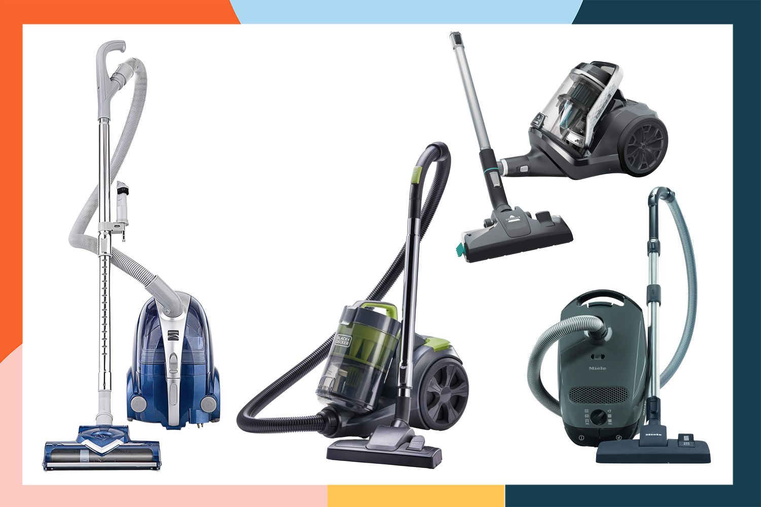 collage of four canister vacuums