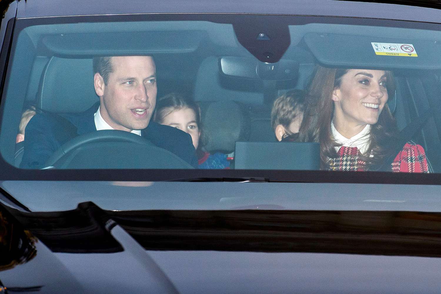 Prince William with Prince George and Catherine Duchess of Cambridge Royal family Christmas Lunch at Buckingham Palace, London, UK - 18 Dec 2019