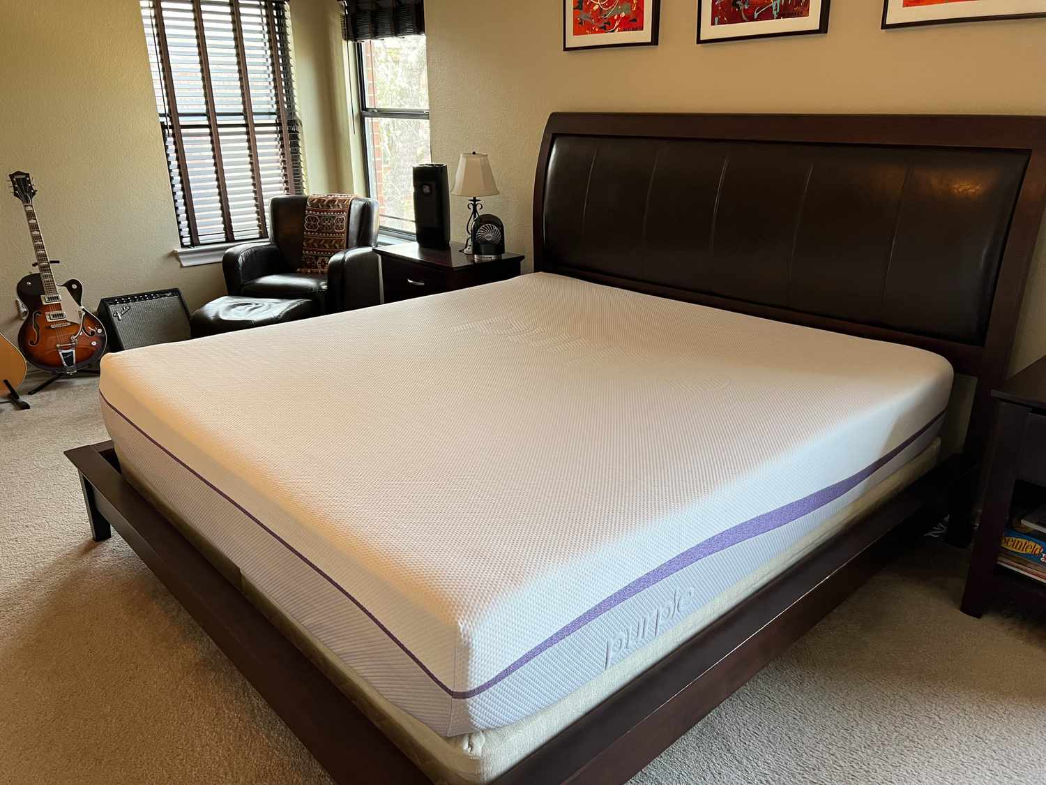 The Purple Plus Mattress in a bedroom