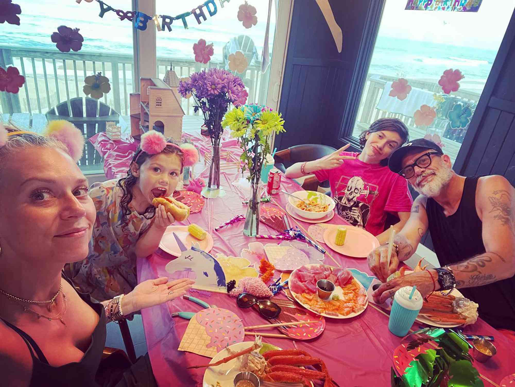 Hilarie Burton celebrates her birthday with Jeffrey Dean Morgan and kids Augustus and George. 