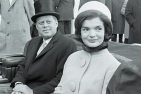 1917 - 1963) and First Lady Jacqueline Kennedy (nee Bouvier, later Onassis, 1929 â 1994) leave the capital building by car shortly after the former took the oath of office as President of the United States, Washington DC, January 20, 1961. President Kennedy, 43, the youngest man ever elected to the Presidency called for a global alliance against "Tyranny, Poverty, Disease, and War." President Kennedy took the oath of office at 12:51 P.M. Eastern, to become the 35th Chief Executive of the land.