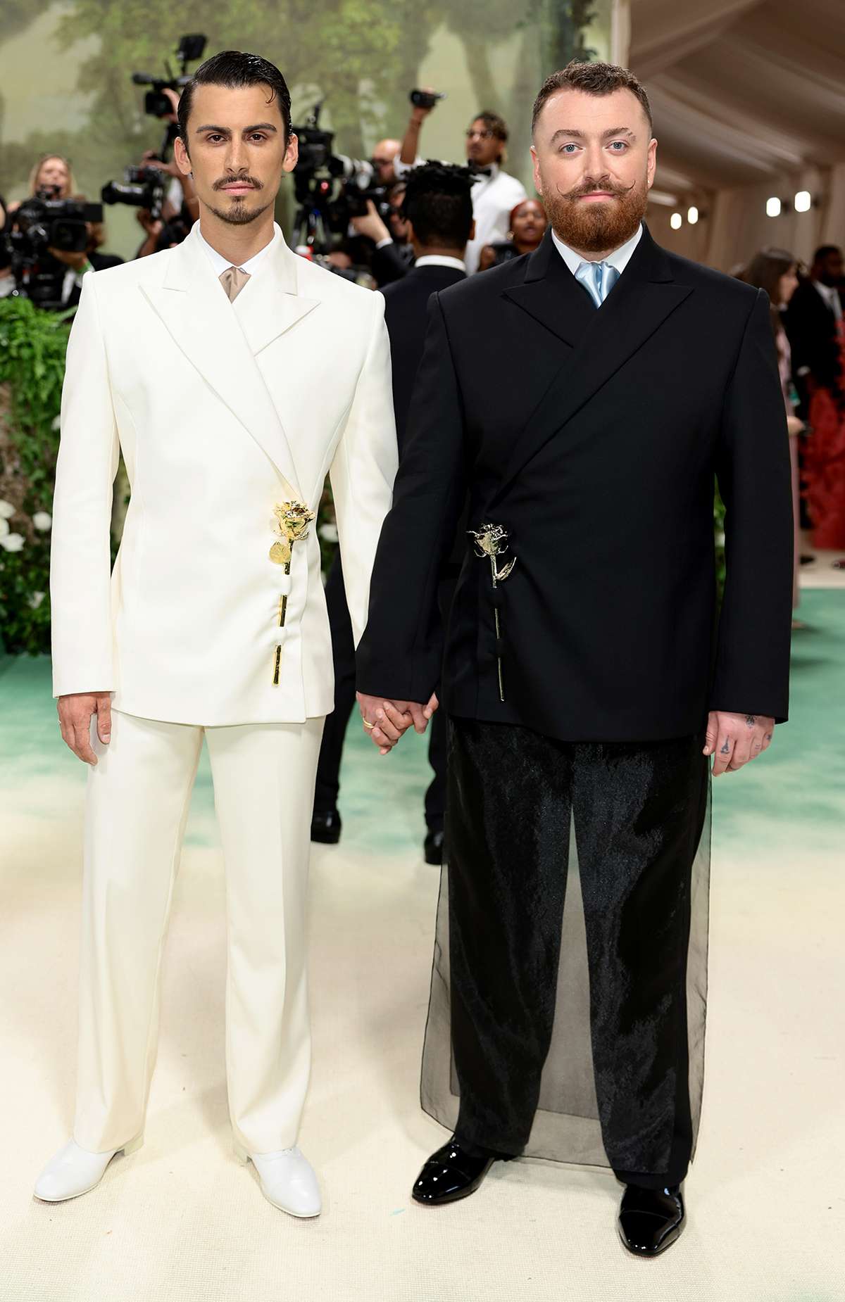 Christian Cowan and Sam Smith attend The 2024 Met Gala Celebrating "Sleeping Beauties: Reawakening Fashion" at The Metropolitan Museum of Art on May 06, 2024