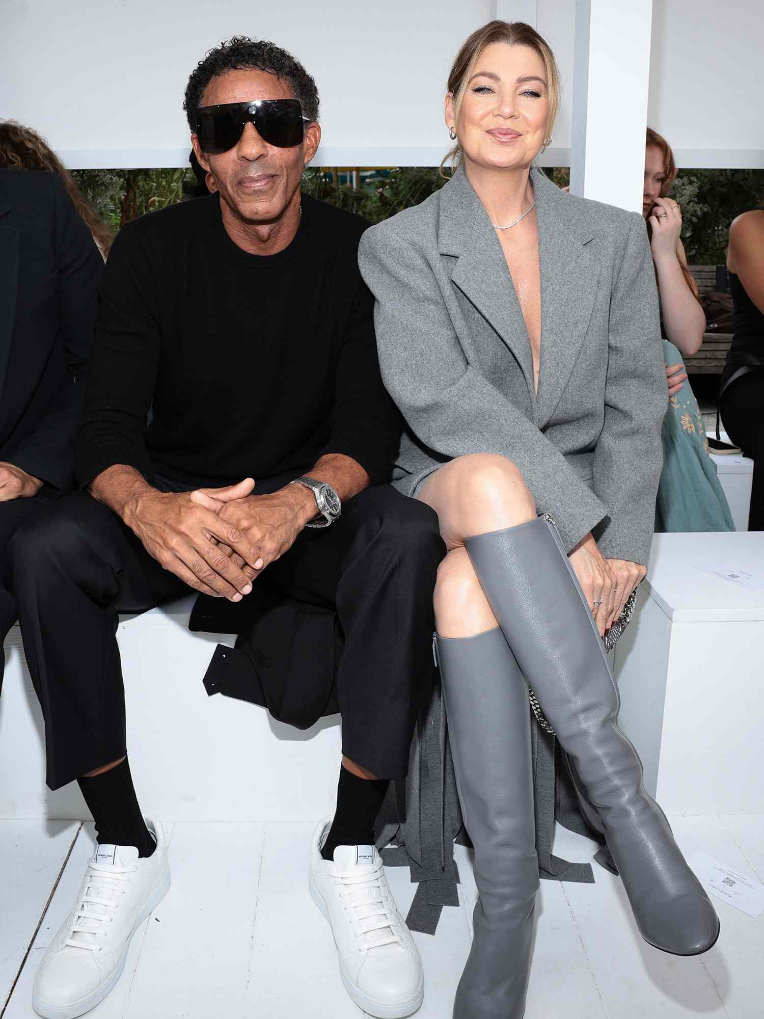 Chris Ivery and Ellen Pompeo attend the Michael Kors Collection Spring/Summer 2024 Runway Show at Domino Park on September 11, 2023 in Brooklyn, New York.