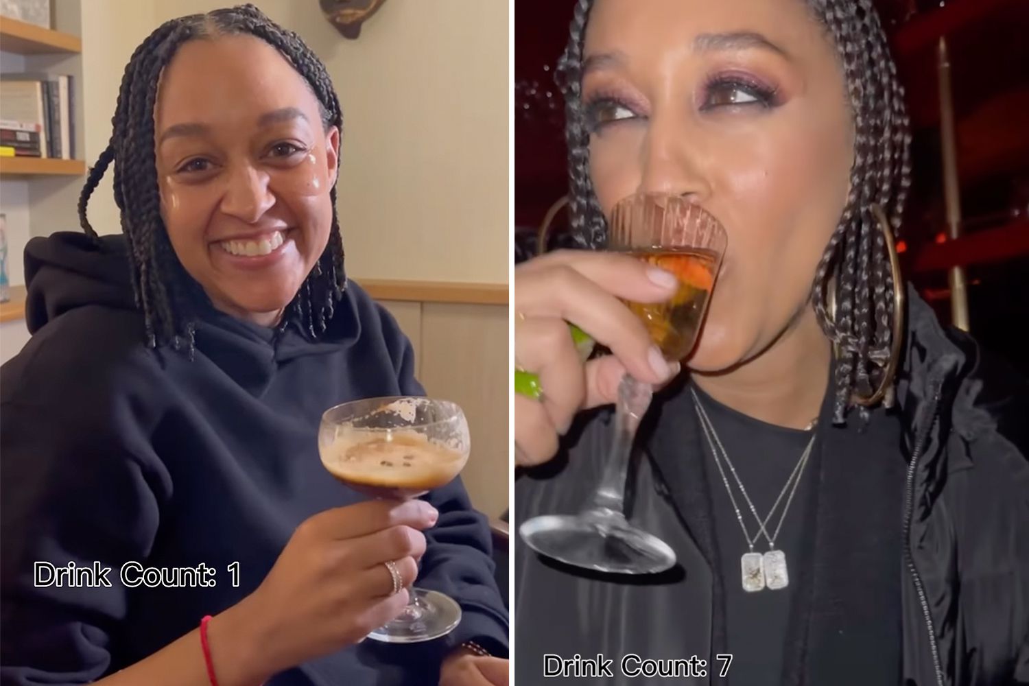 Tia Mowry drinks