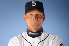 Coach Mike Brumley of the Seattle Mariners poses for a portrait during spring training photo day at Peoria Stadium on February 21, 2012