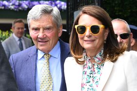 Michael Middleton and Carole Middleton attends day four of the Wimbledon Tennis Championships at the All England Lawn Tennis and Croquet Club on July 04, 2024 in London, England
