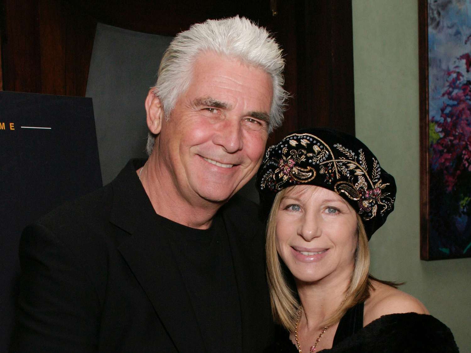 James Brolin and actress/singer Barbra Streisand hold hands as they stand next to one another as they attend Showtime's Pre Golden Globe Party on January 24, 2004 in Hollywood, California