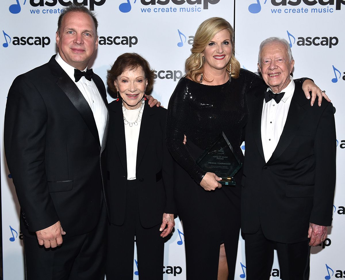 Garth Brooks, Rosalynn Carter, Trisha Yearwood, and President Jimmy Carter attend the 53rd annual ASCAP Country Music awards at the Omni Hotel on November 2, 2015 in Nashville, Tennessee.