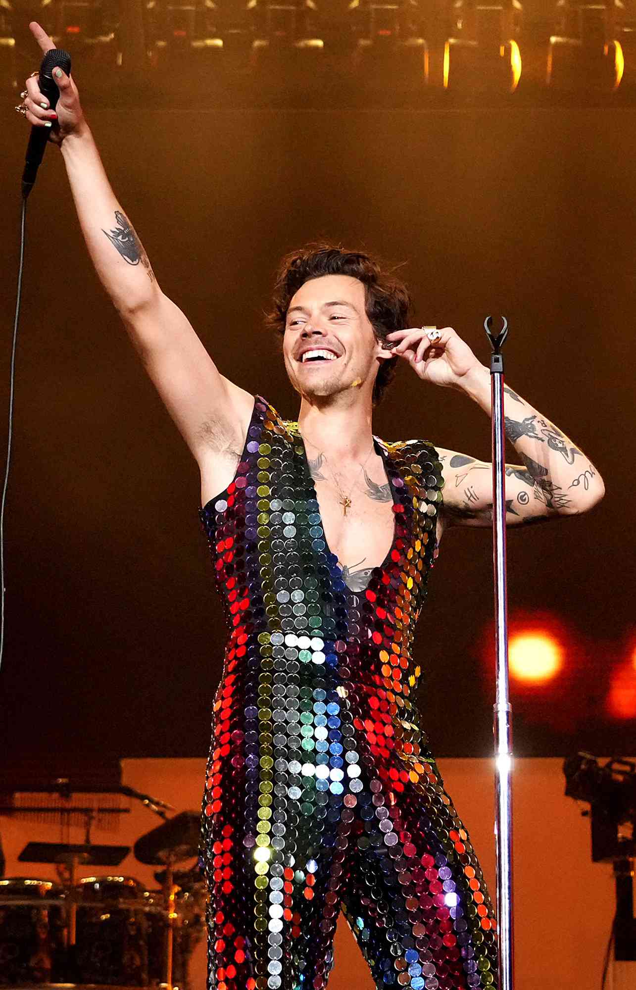 Harry Styles performs onstage at the Coachella Stage during the 2022 Coachella Valley Music And Arts Festival on April 15, 2022 in Indio, California