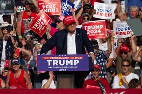 Former US President and Republican presidential candidate Donald Trump speaks during a campaign event at Butler Farm Show Inc. in Butler, Pennsylvania, July 13, 2024. 