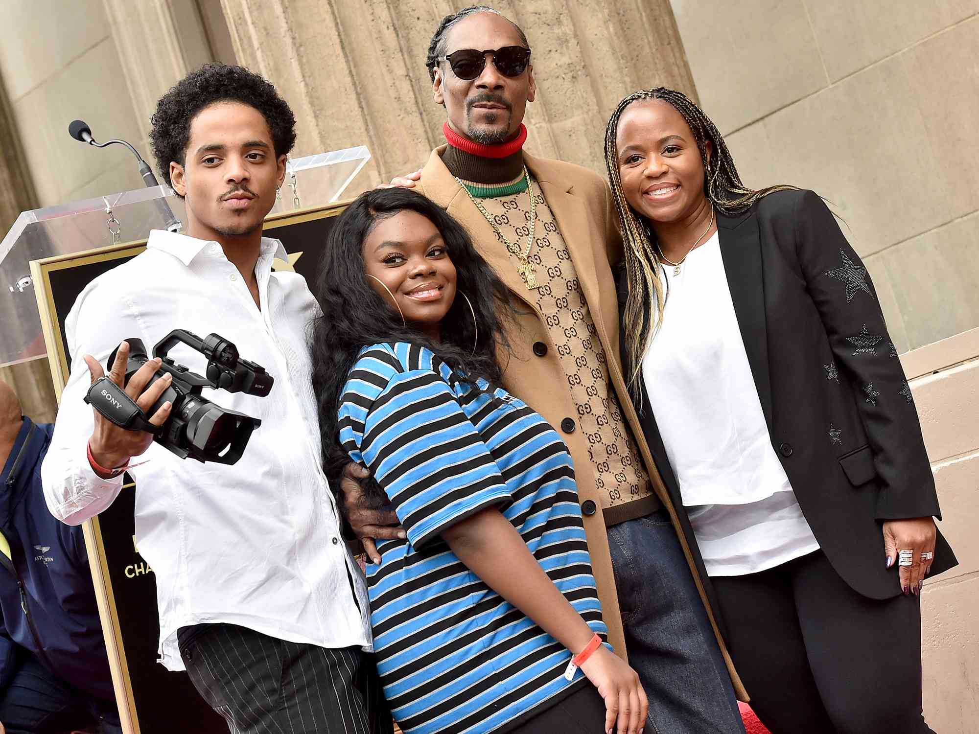 Snoop Dogg, Shante Broadus, Cori Broadus and Cordell Broadus attend the ceremony honoring Snoop Dogg with star on the Hollywood Walk of Fame on November 19, 2018.