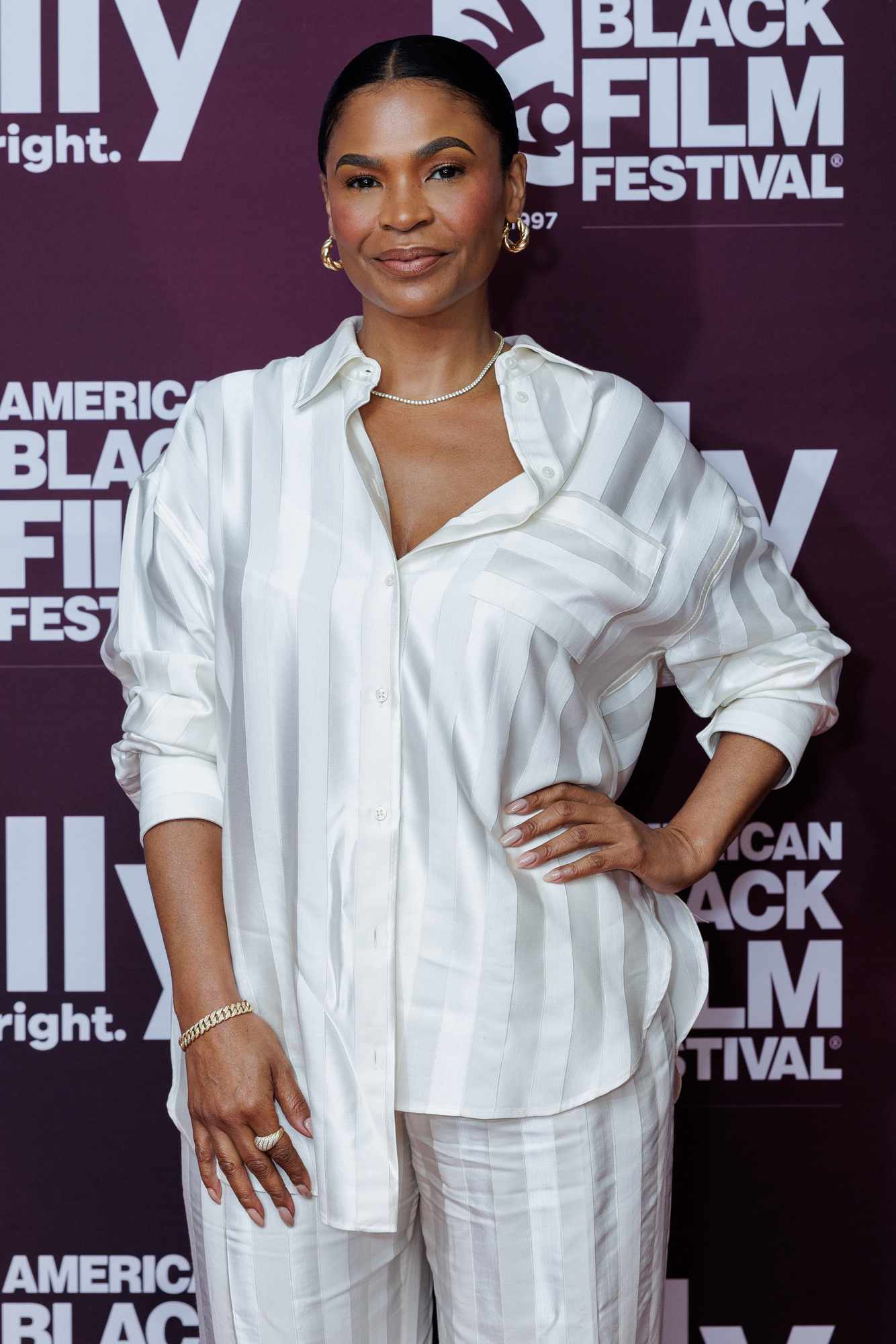 Nia Long attends Money and Mindfulness: A Conversation With Nia Long during the 2024 American Black Film Festival at New World Center on June 13, 2024 in Miami Beach, Florida. 