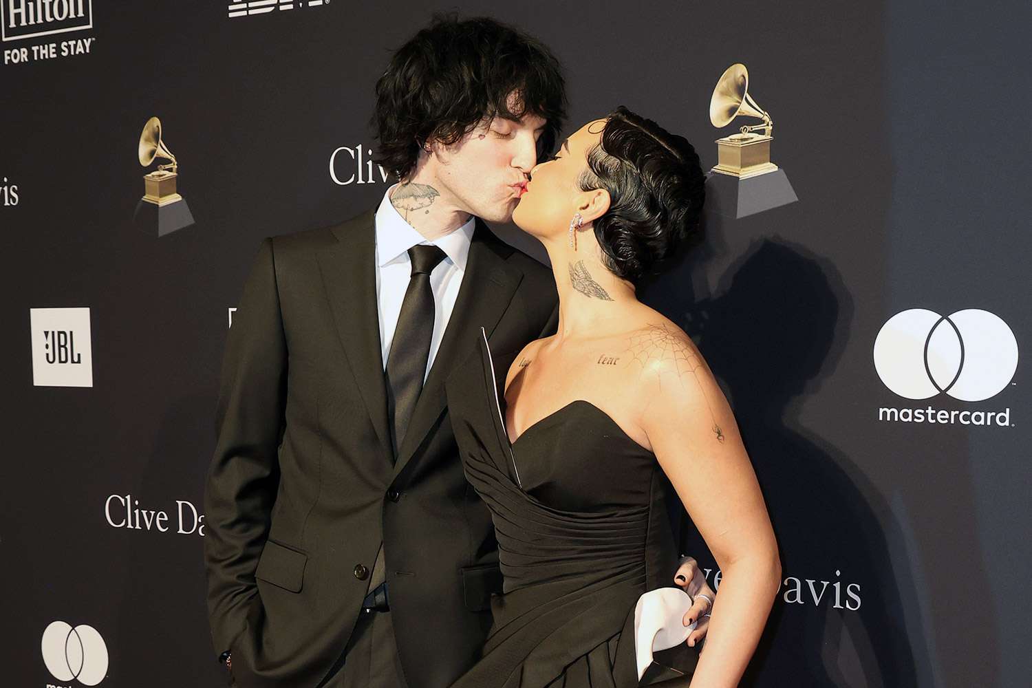 Jutes (L) and Demi Lovato attend the Pre-GRAMMY Gala & GRAMMY Salute To Industry Icons Honoring Julie Greenwald & Craig Kallmanat at The Beverly Hilton on February 04, 2023