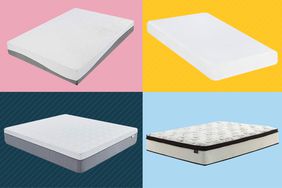 Four of the best mattresses on Amazon, each on a different color background