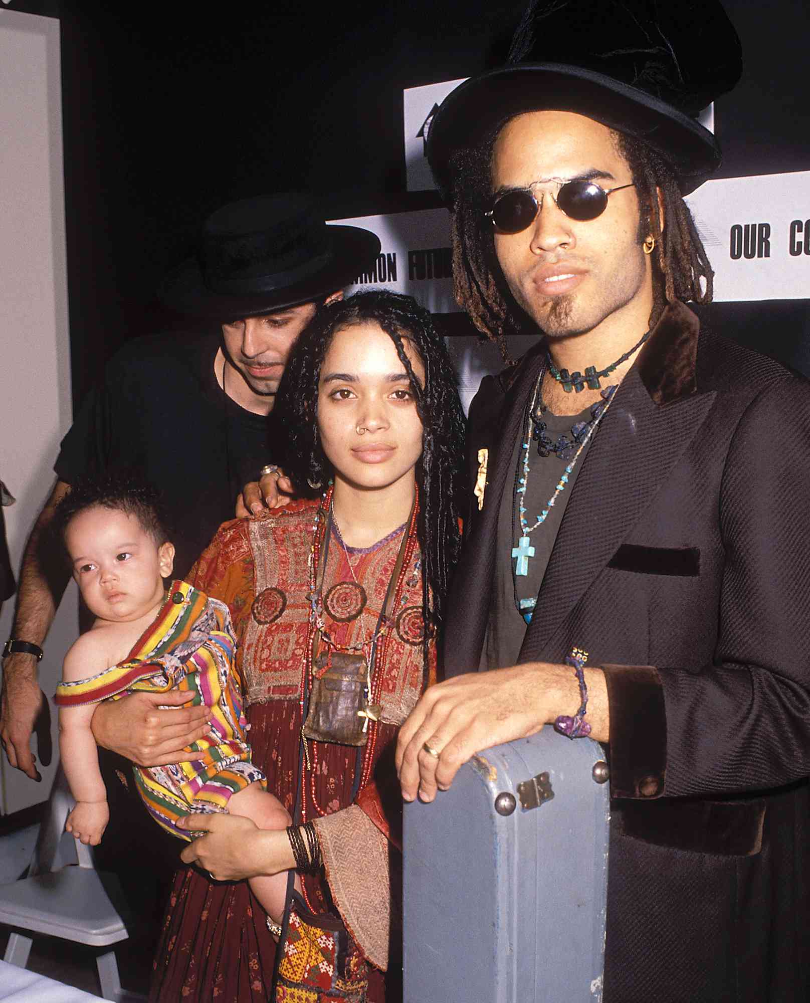 Lenny Kravitz with wife Lisa Bonet and daughter Zoe at a press conference in Lincoln Center, NYC 1989