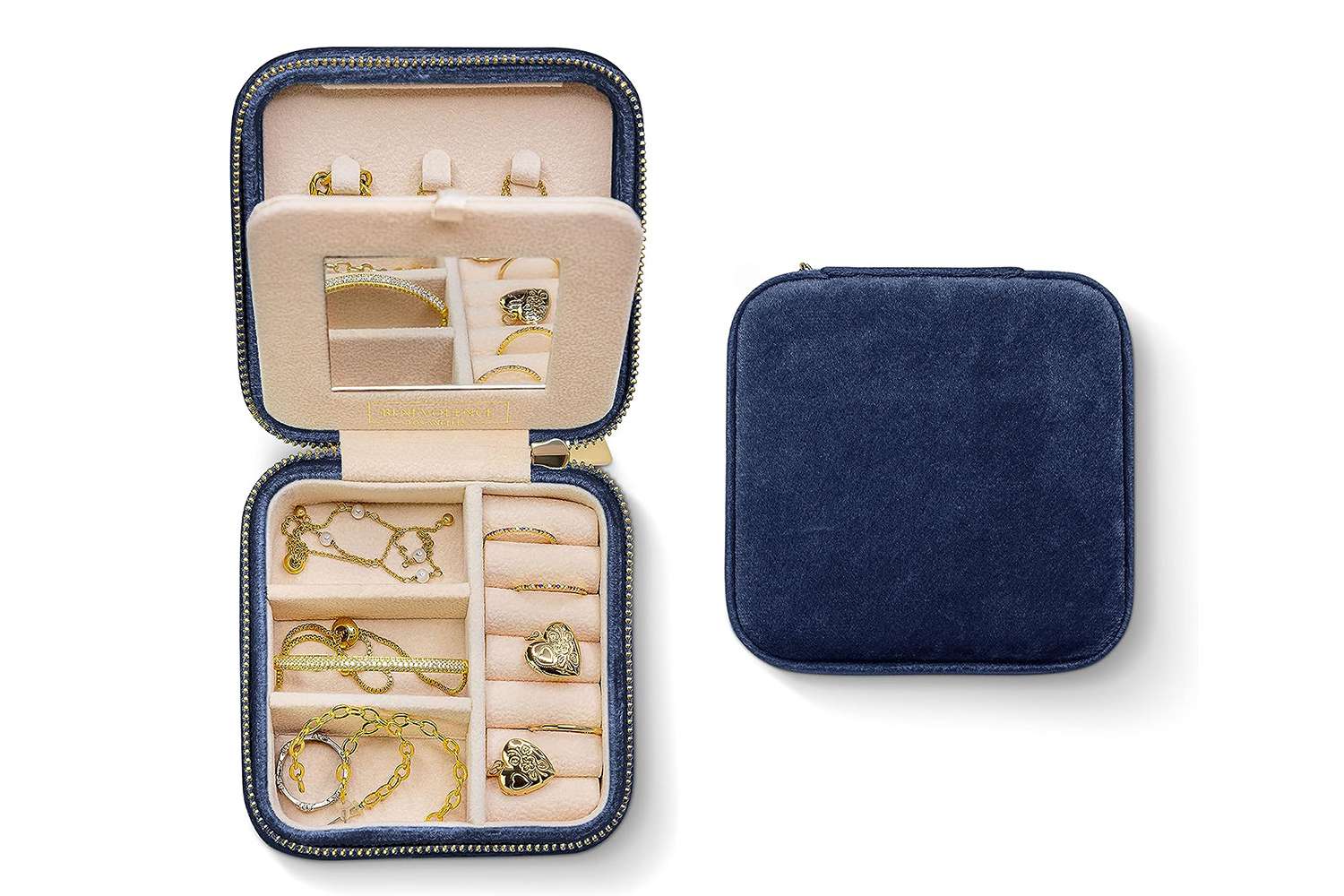 Benevolence LA Plush Velvet Travel Jewellery Box Organizer