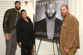 Anthony Davis, Erainer Davis and Anthony Davis Sr. attend the Haute Living Honors LA Lakers Superstar Anthony Davis With XO And Louis XIII event at Mr. C Beverly Hills on November 16, 2019 in Beverly Hills, California.