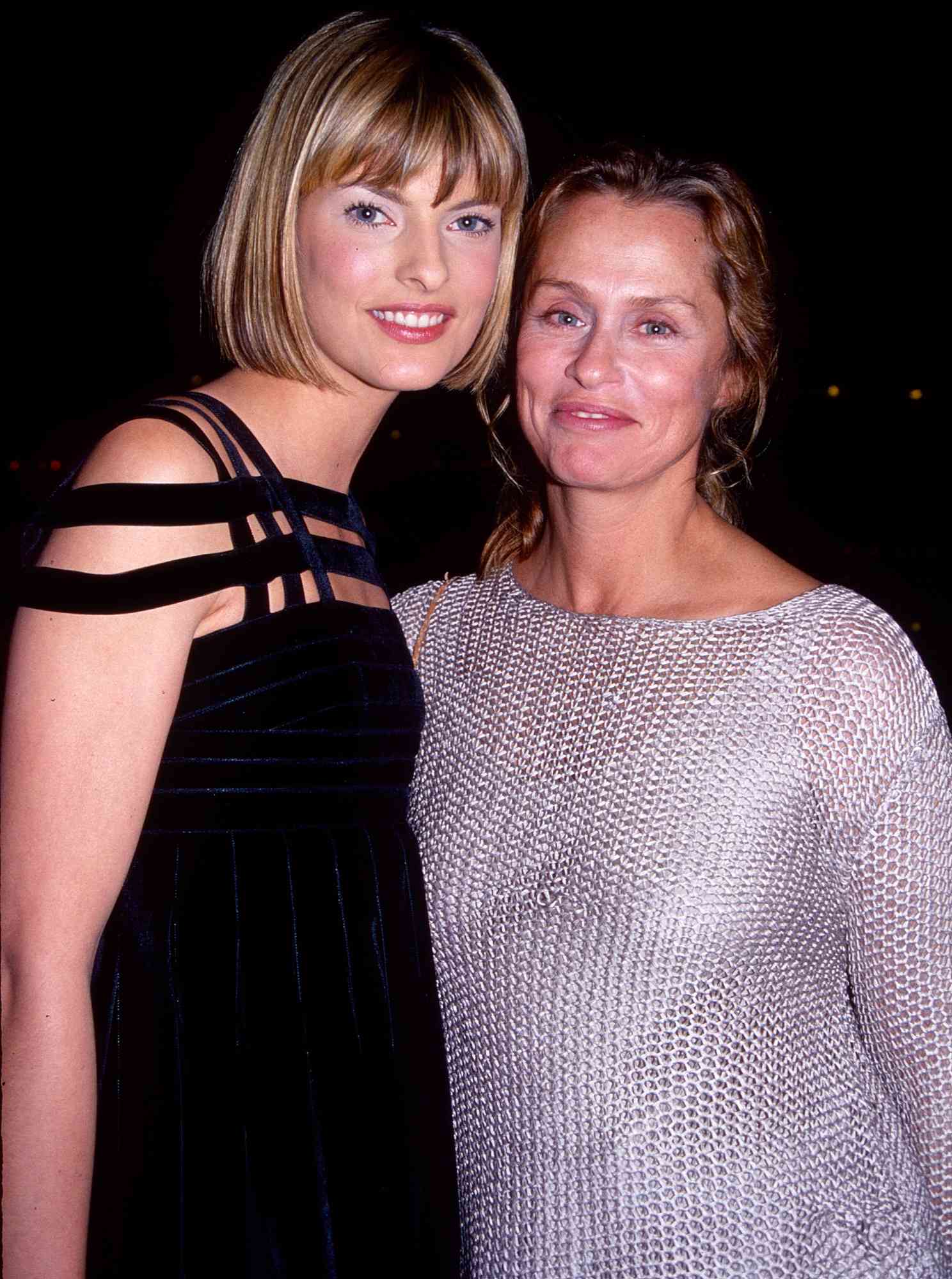 Linda Evangelista and Lauren Hutton attend the Met Costume Institute Gala in New York City on December 6, 1993.