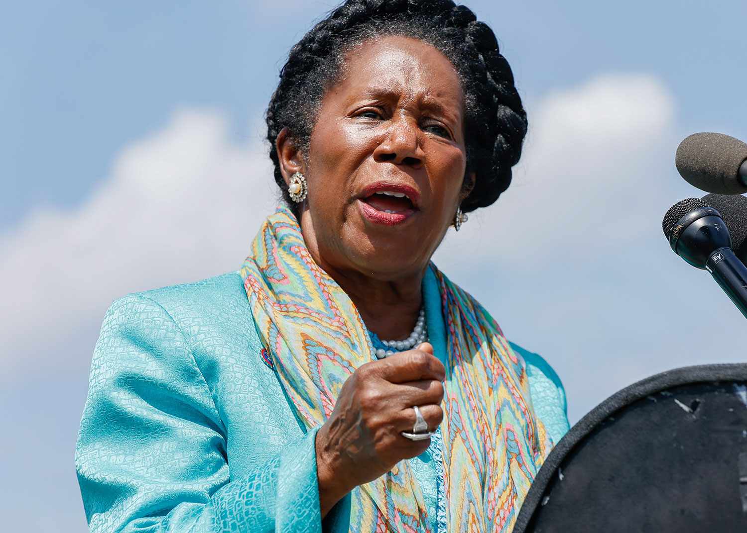  Rep. Sheila Jackson Lee (D-TX) speaks at a press conference calling for the expansion of the Supreme Court on July 18, 2022 in Washington, DC. 