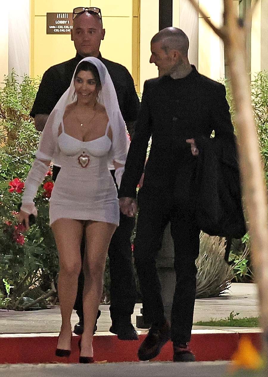 Kourtney Kardashian and Travis Barker drop off grandmother Mary Jo at home after getting secretly married in Santa Barbara!