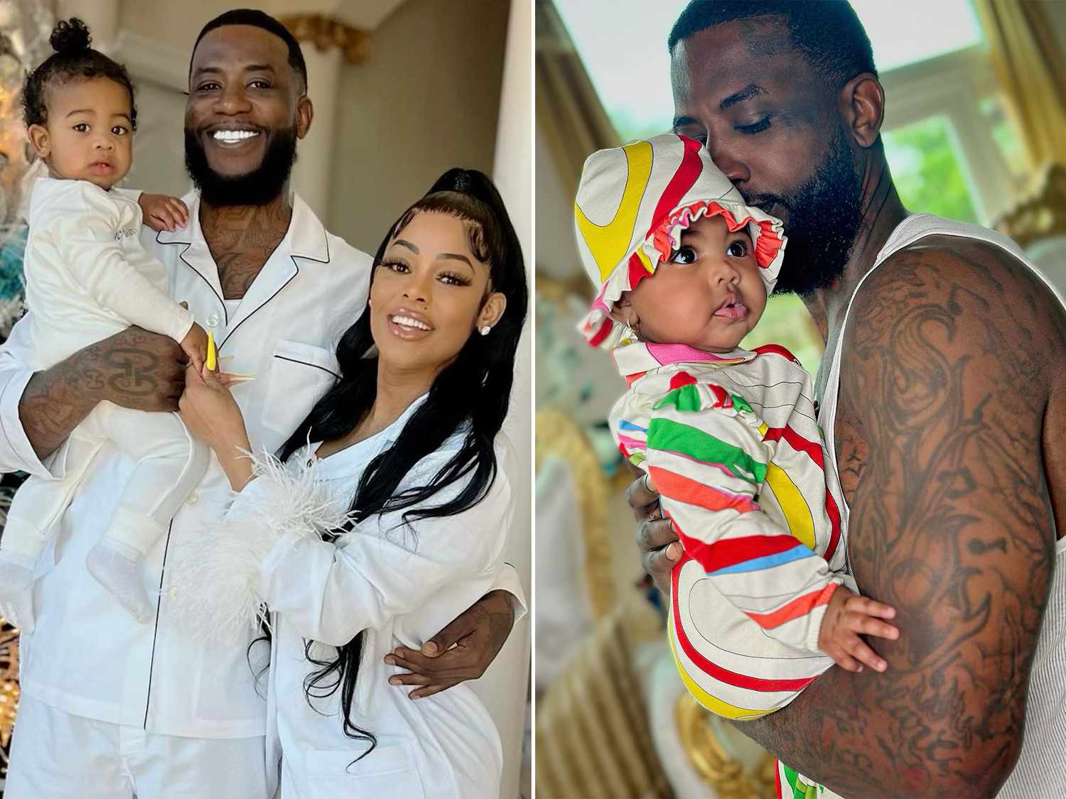 Gucci Mane and Keyshia Ka'oir Davis with their son Ice Davis. ; Gucci Mane and his daughter Iceland.