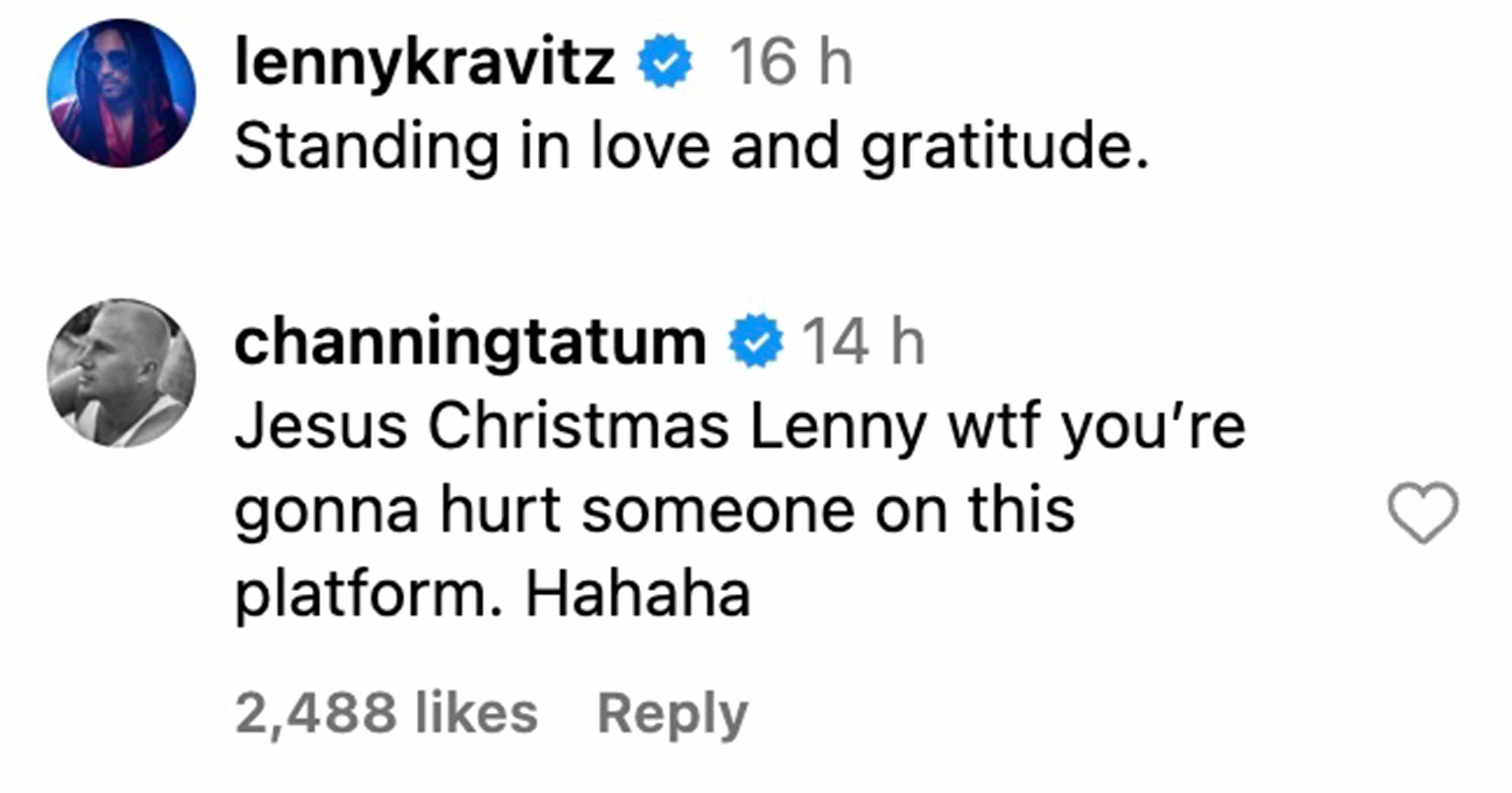 Channing Tatum Tells Lenny Kravitz 'You're Gonna Hurt Someone on this Platform' with His Shirtless Instagram Photo