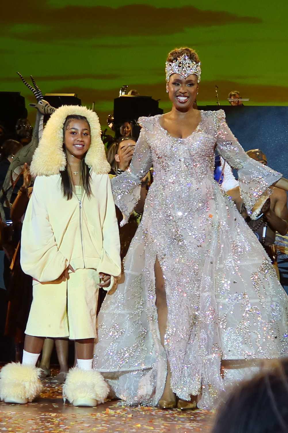 North West peforms as young Simba in Disney's The Lion King performace at Hollywood Bowl in Hollywood, CA. Jennifer Hudson takes a bow with North West after the performance.