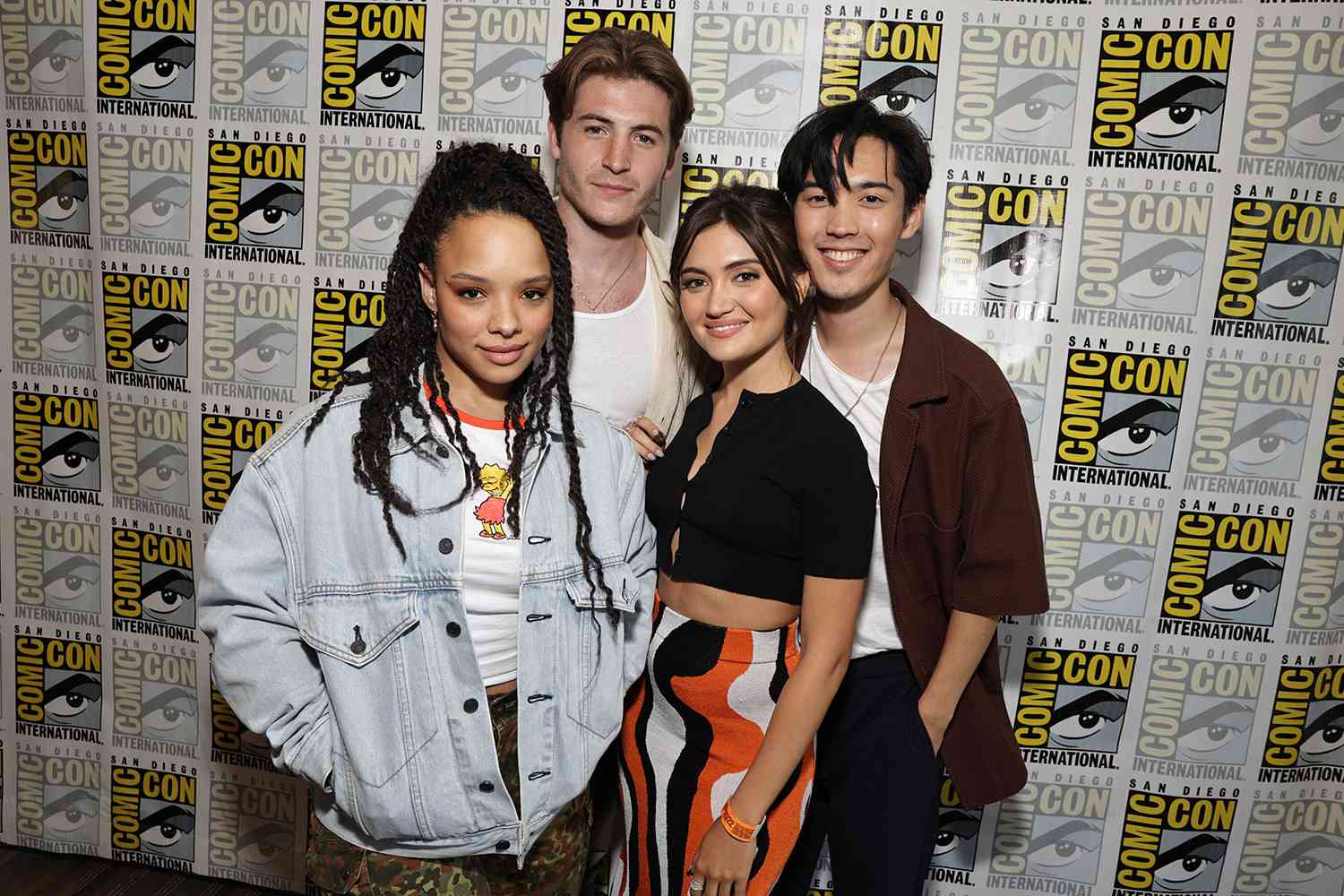 COMIC-CON INTERNATIONAL: SAN DIEGO 2022 -- Vampire Academy -- Pictured: (l-r) Sisi Stringer, Kieron Moore, Daniela Nieves, André Dae Kim at the Hilton Bayfront in San Diego, Calif. on July 21, 2022 -- (Photo by: Todd Williamson/Peacock via Getty Images)