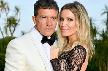 Antonio Banderas and Nicole Kimpel attend the amfAR Cannes Gala 2019