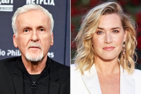 James Cameron attends a press conference during the "L'Art De James Cameron - The Art Of James Cameron" Exhibition At La Cinematheque on April 03, 2024 in Paris, France.; Kate Winslet attends Vogue World: London 2023 at Theatre Royal Drury Lane on September 14, 2023 in London, England. 